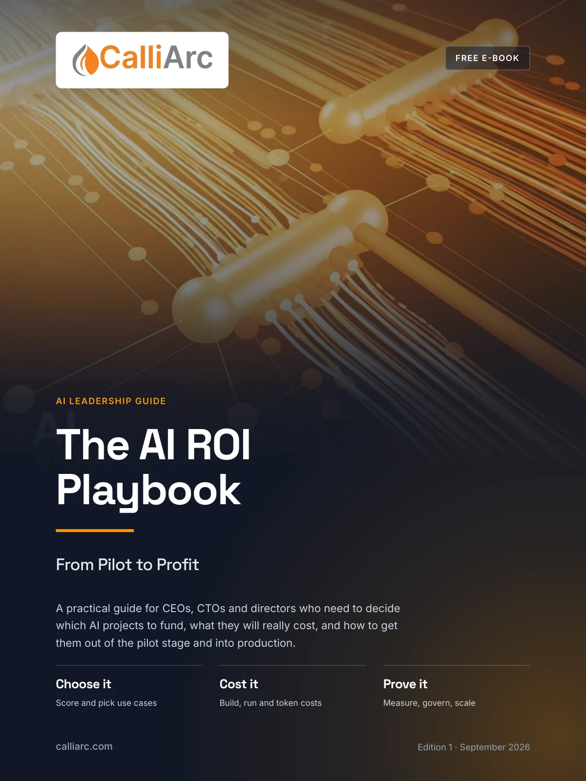 Cover of The AI ROI Playbook, a free ebook from CalliArc